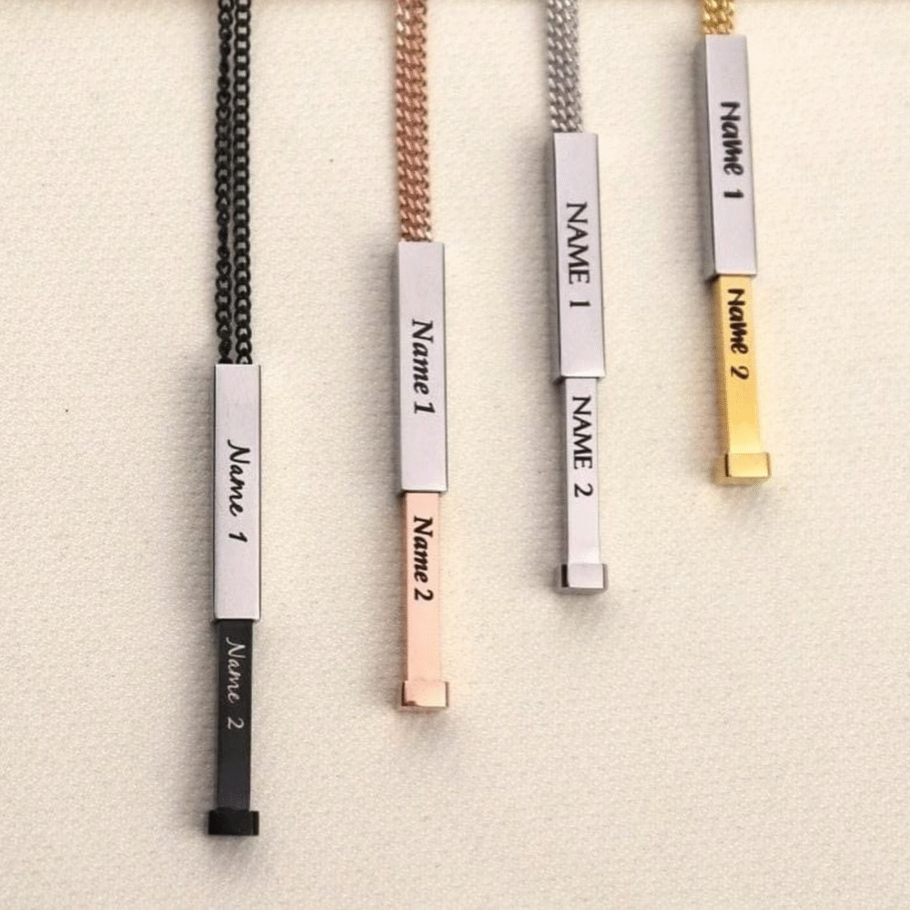 Personalized 3D Message Bar Necklace - Image 4