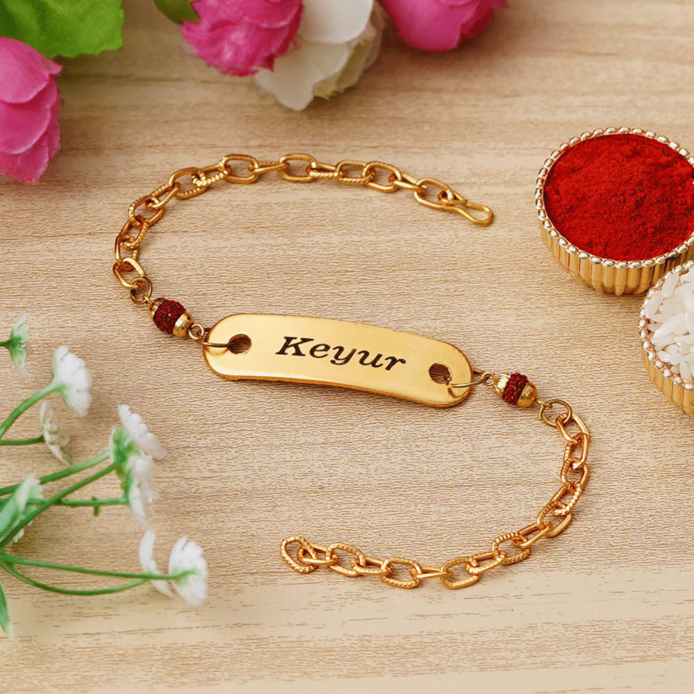 Custom Name Brass Chain Rakhi