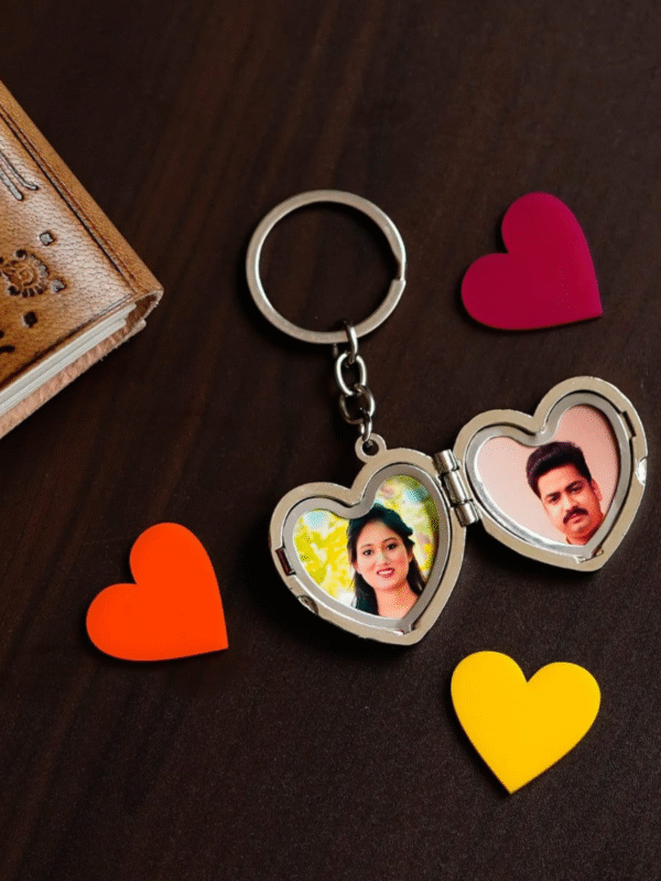 Dual-Sided Heart Photo Keychain
