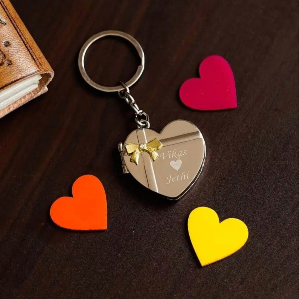 Dual-Sided Heart Photo Keychain - Image 2