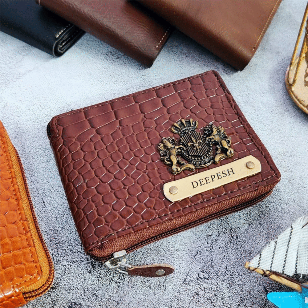 Glossy Croc Zip Wallet – Unisex Customized Edition