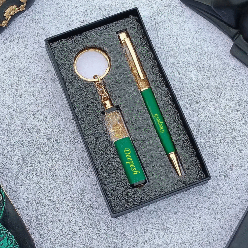 Gold Flake Pen & Keychain Gift Set - Image 4