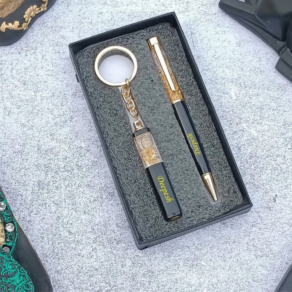Gold Flake Pen & Keychain Gift Set
