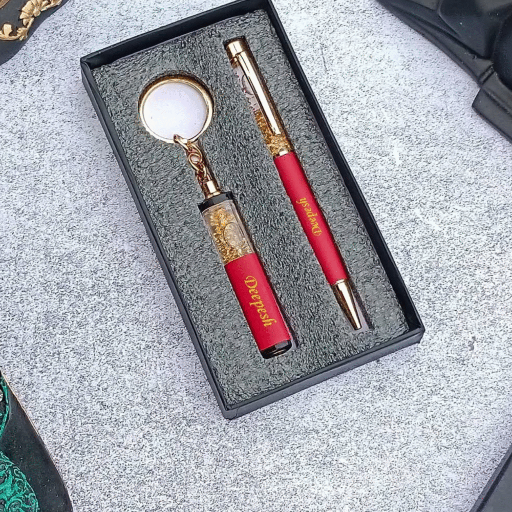 Gold Flake Pen & Keychain Gift Set - Image 5