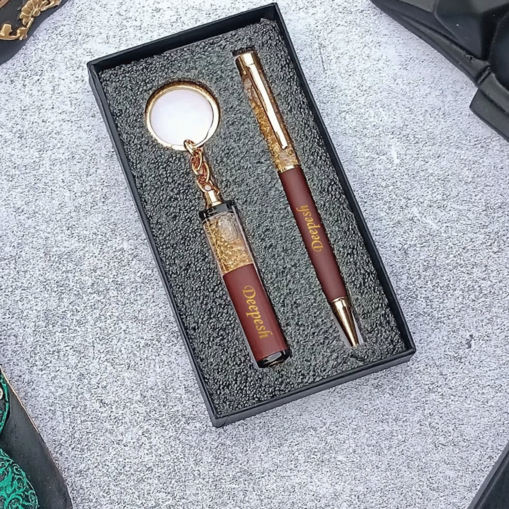 Gold Flake Pen & Keychain Gift Set - Image 7