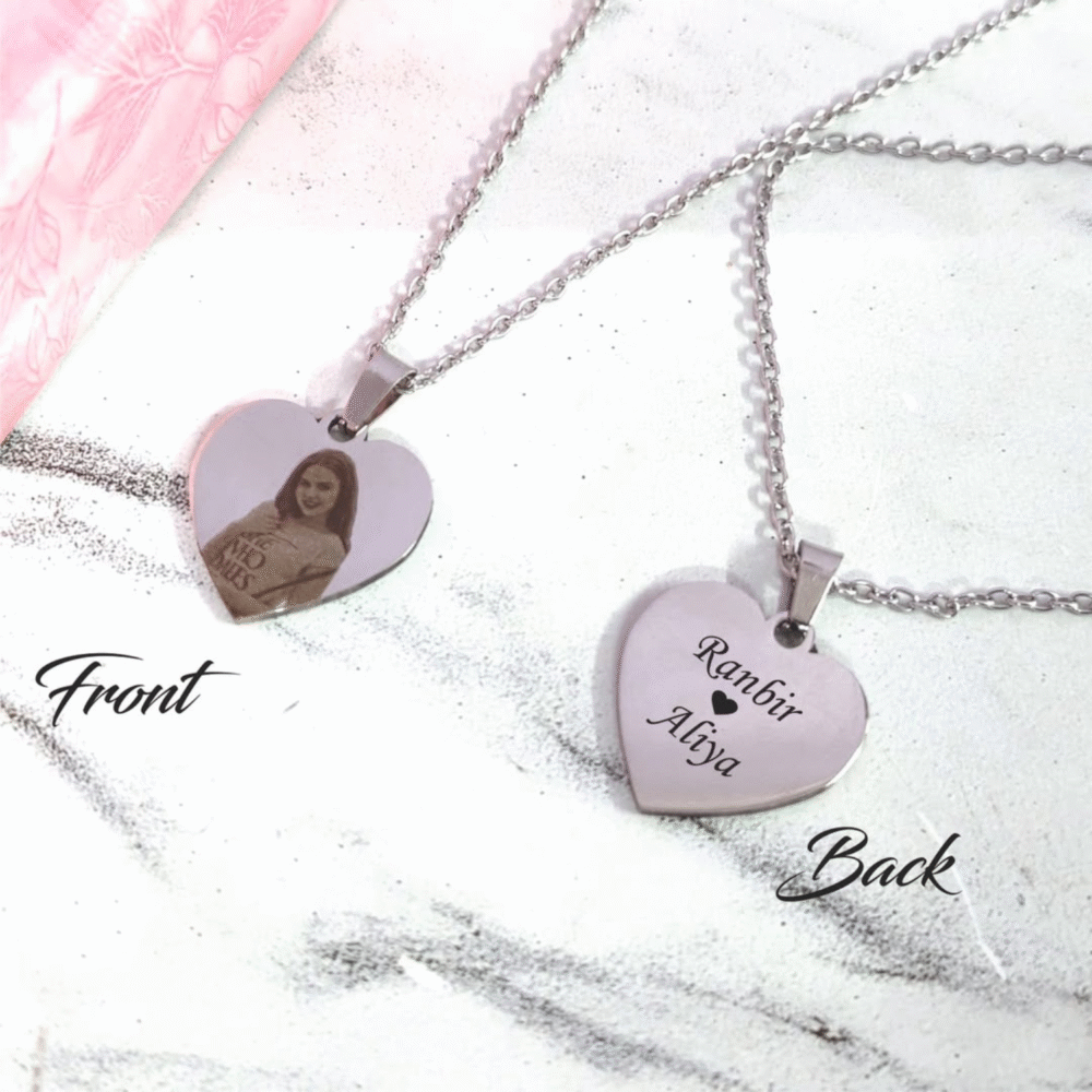 Heart Shape Custom Pendant with Photo & Name