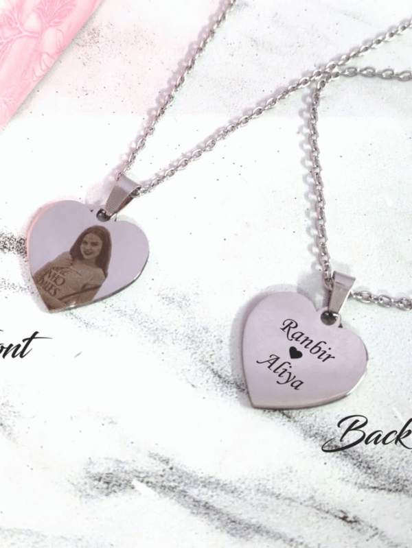 Heart Shape Custom Pendant with Photo & Name
