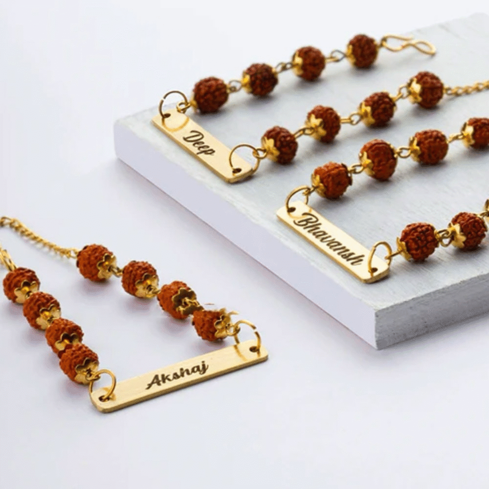 Personalized Rudraksha Rakhi - Image 3