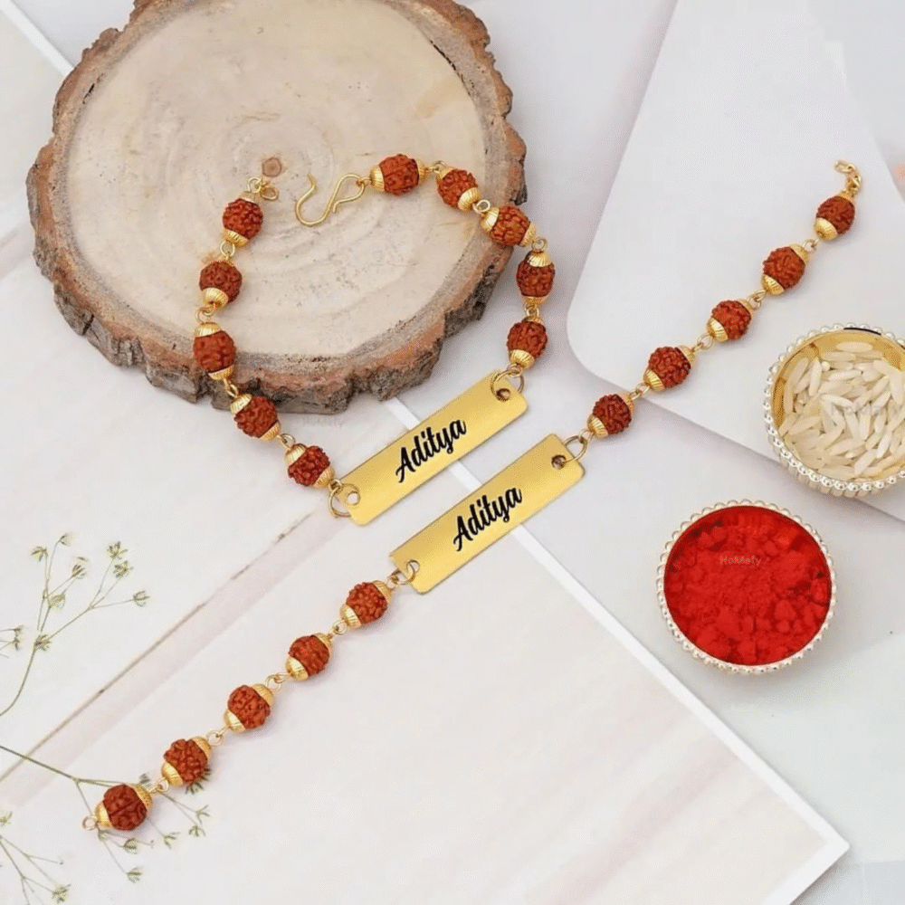Personalized Rudraksha Rakhi - Image 2