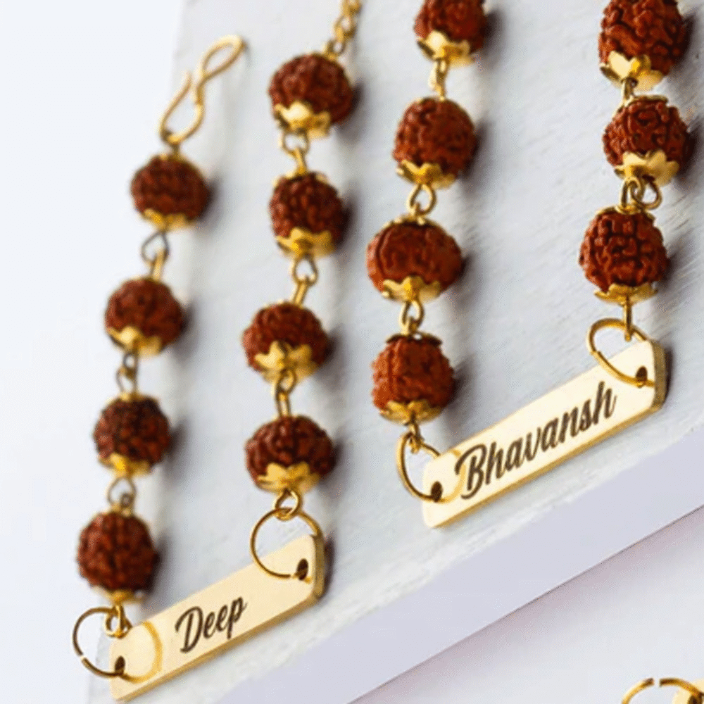 Personalized Rudraksha Rakhi - Image 4