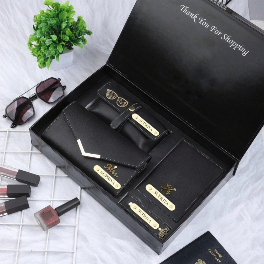 Premium Personalized Leather Combo – For Her