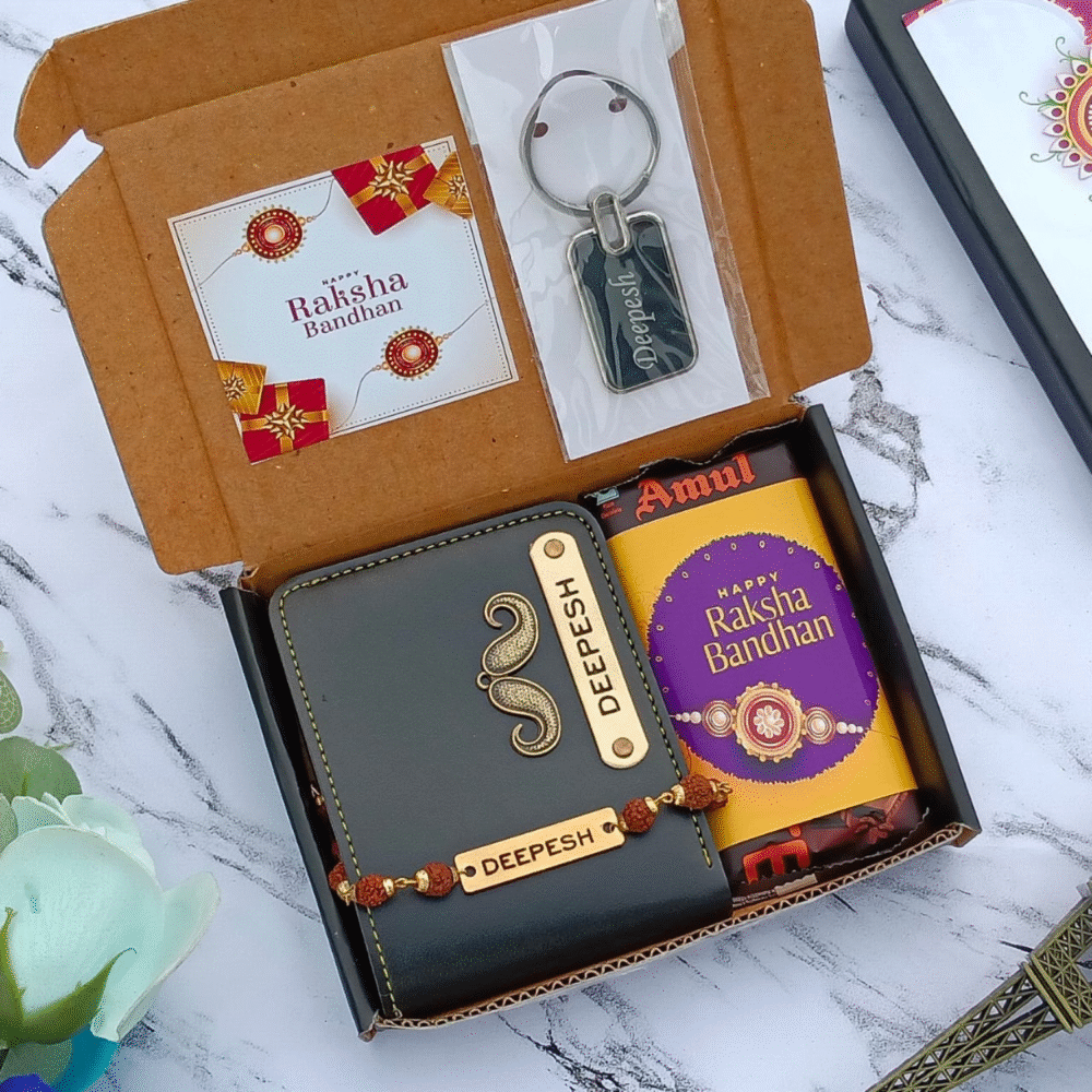 Rakhi Dark Chocolate Combo with Wallet & Keychain - Image 2